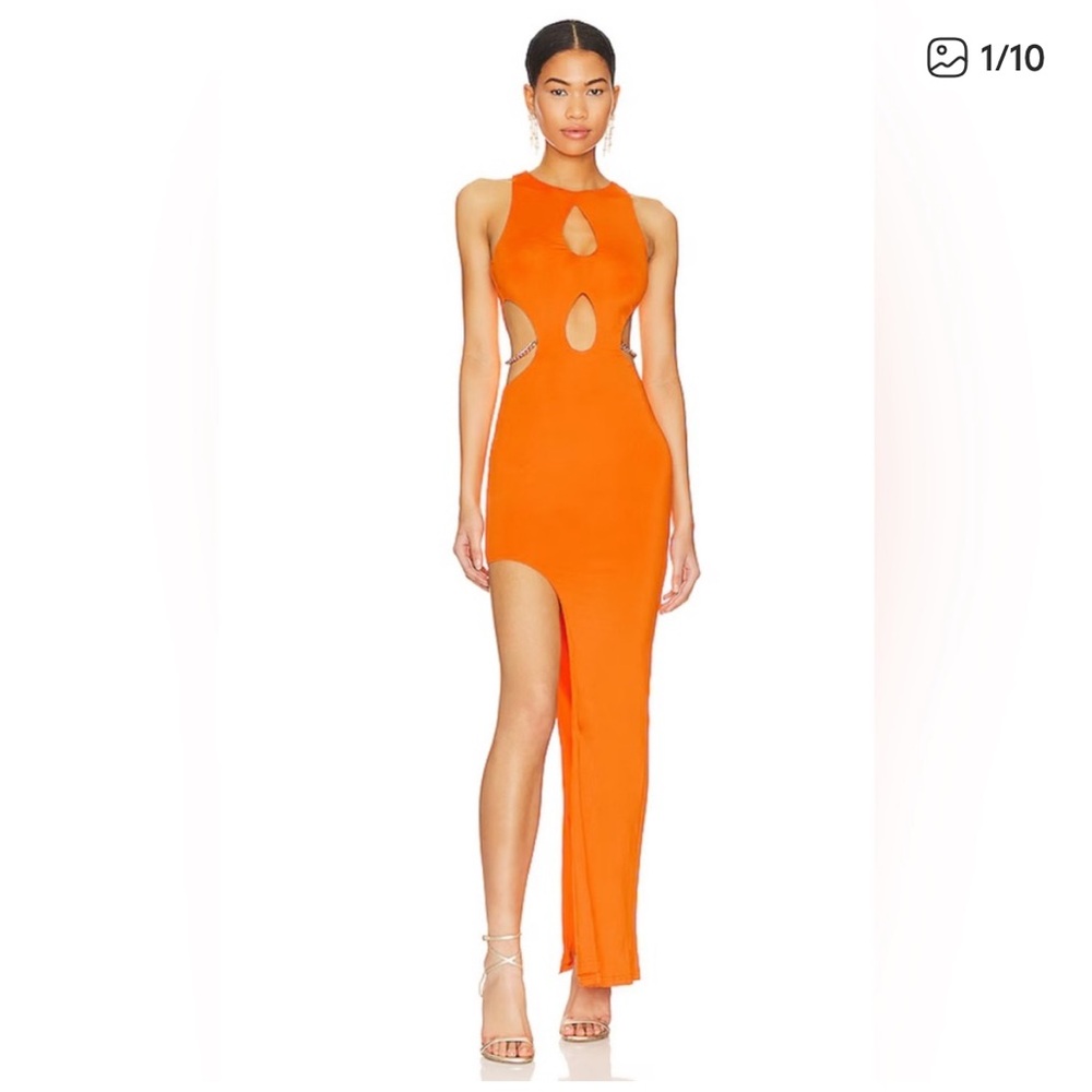 Superdown Bright Orange Backless Gown